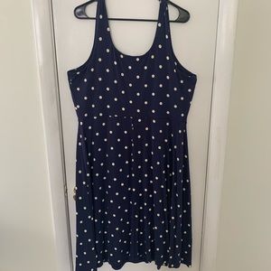 Navy Blue Polka Dot Midi Dress